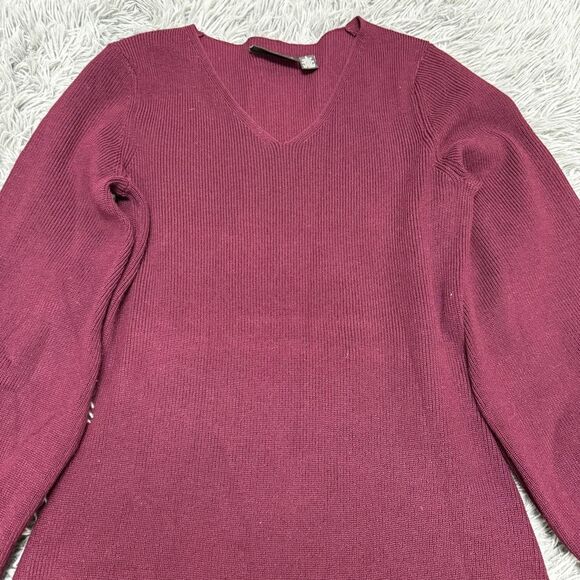 Nina Leonard Sweater V-Neck Dress “Deep Wine” Size Small NWT - Picture 3 of 10